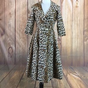Trashy Diva Leopard Courtney Coat Dress cute capelet collar size 8
